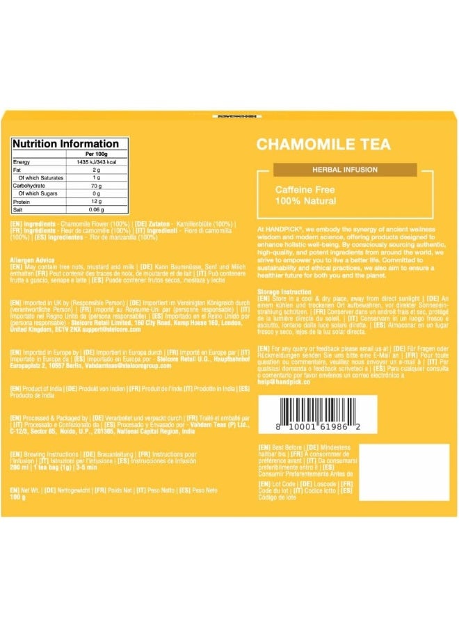 HANDPICK, Organic Chamomile Tea Bags (100 Herbal Tea Bags) Caffeine Free| Premium Floral Chamomile Herbal Tea in Eco-Conscious Teabags | Direct from Source - Image 2